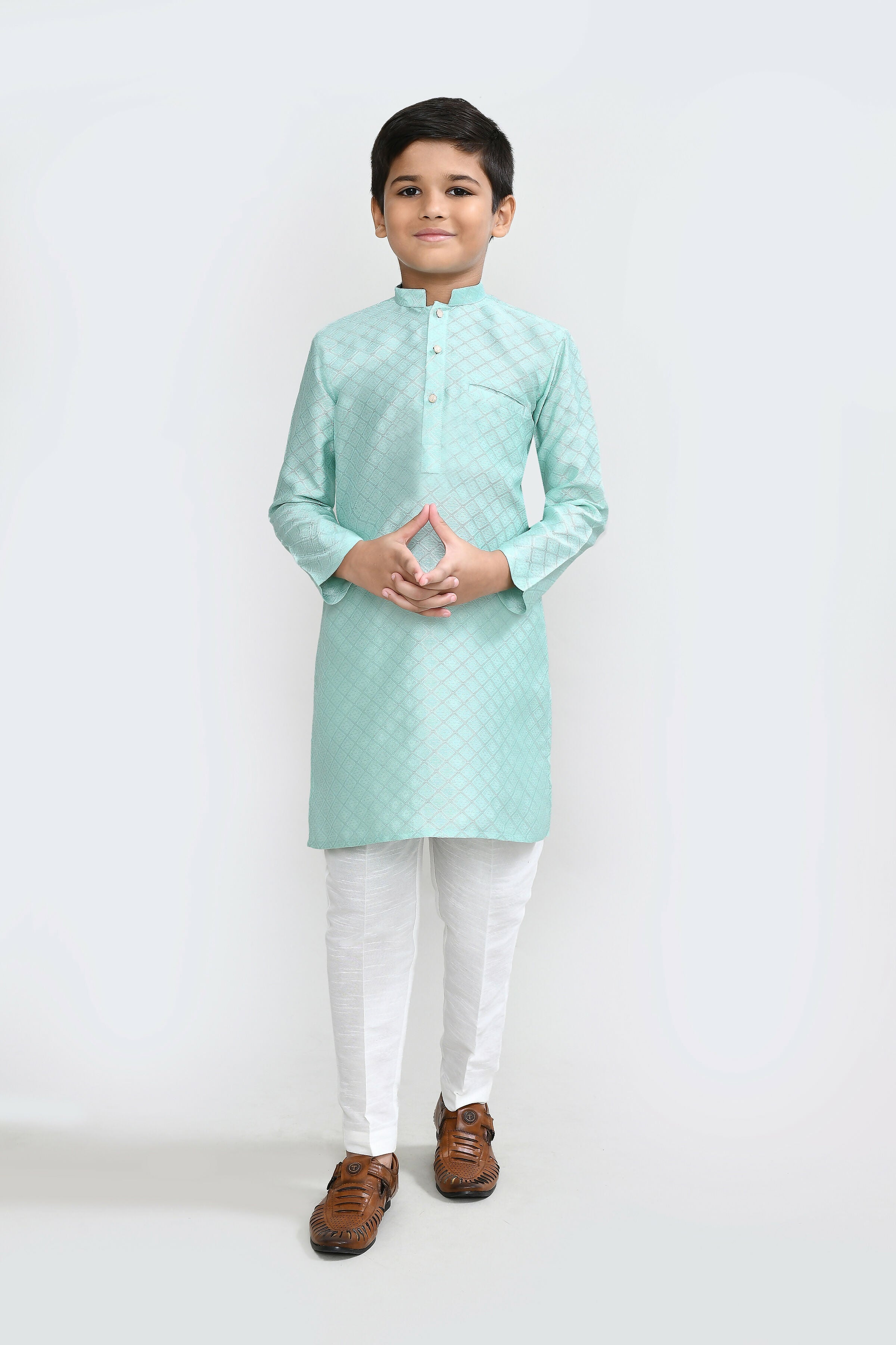 Pastel Green Cotton Silk Kurta Set with Straight Fit Pants