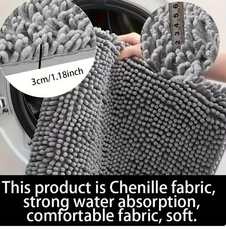 Absorbent Chenille Muddy Paw Dog Mat for Entryway and Patio