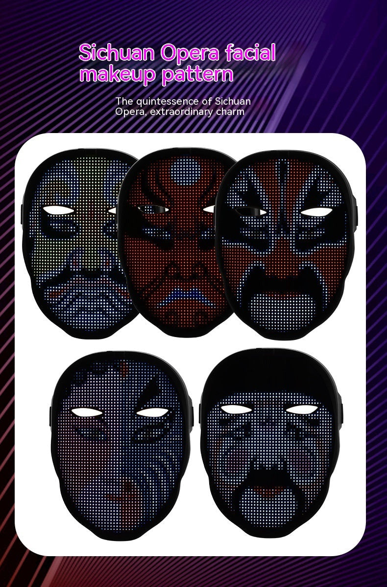 LED Luminous Face Changing Mask Bluetooth App Control Party Prop