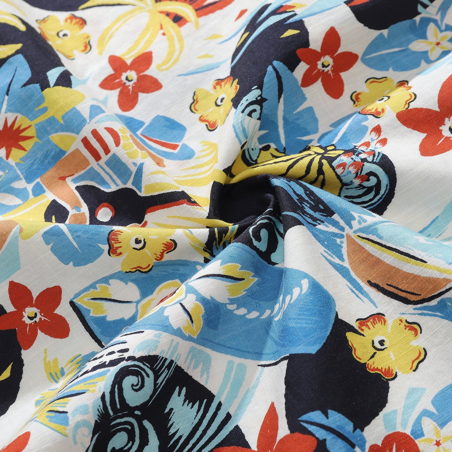 1960s Vintage Hawaiian Shirt Men's Cotton Camp Collar Summer Shirt