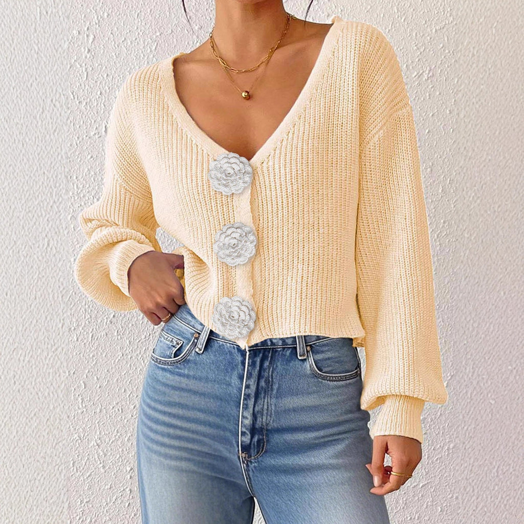 Women's Crochet Cardigan with Decorative Buttons