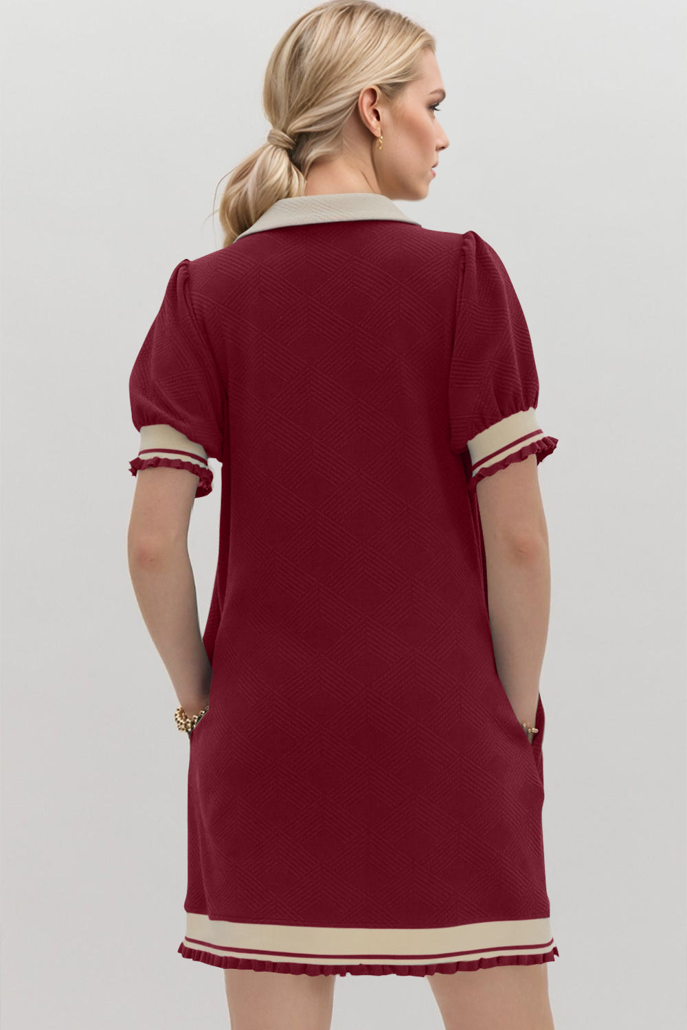 Contrast Short Sleeve Mini Dress for Women