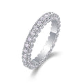 S925 Silver 2.2g Platinum Plated Moissanite Ring, 3.4mm 87pcs D VVS1 Pave Band, GRA Certified US 5-9
