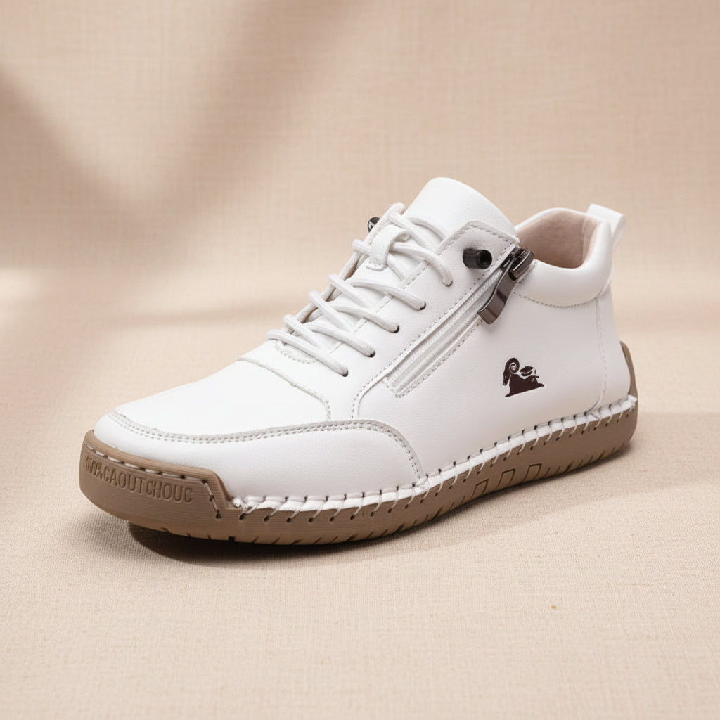 Women's Stitched Casual Lace-Up Flats with Side Zipper - Image 2