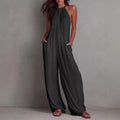 Women's Sleeveless Wide-Leg Pleated Jumpsuit in Burgundy - Image 3