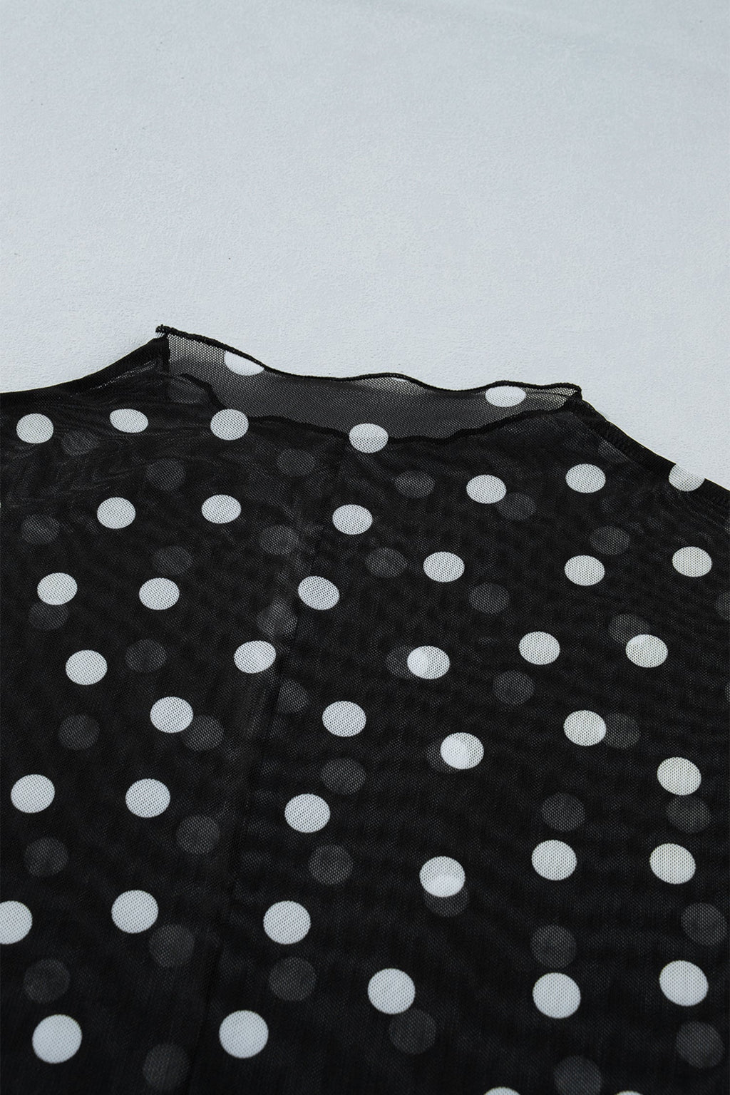 Polka Dot Mesh Long Sleeve Top Colorblock Modern Minimalist Tee