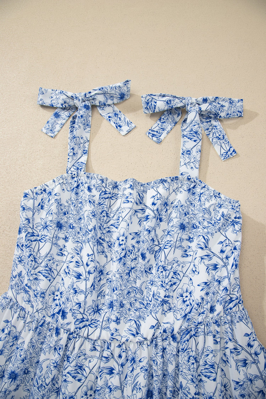 Floral Tie Strap Flared Maxi Dress with Adjustable Square Neckline