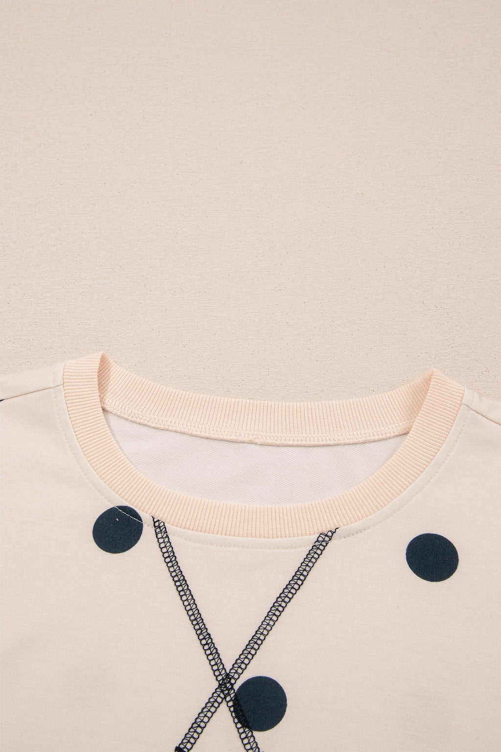 Polka Dot Long Sleeve Split Hem Sweatshirt
