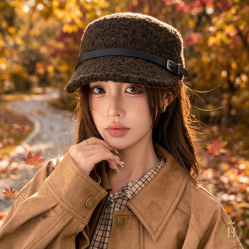 Women's Leopard-Print Cashmere Blend Flat-Top Cap
