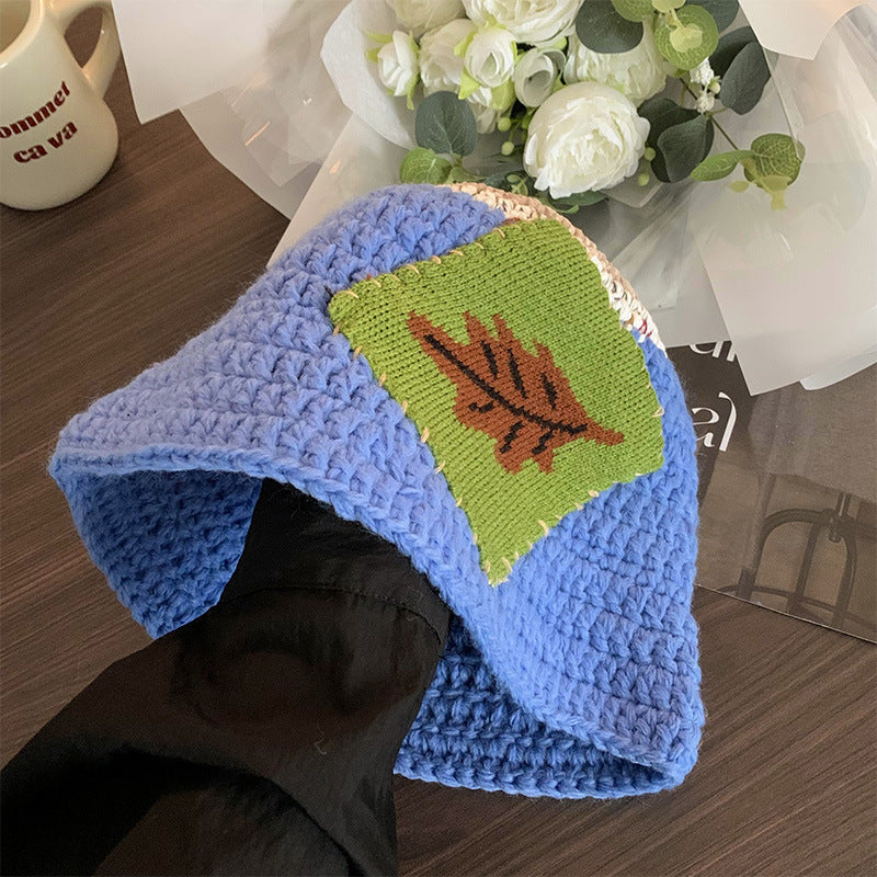 Tie-Dye Knitted Bucket Hat - Women’s Windproof Winter Cap