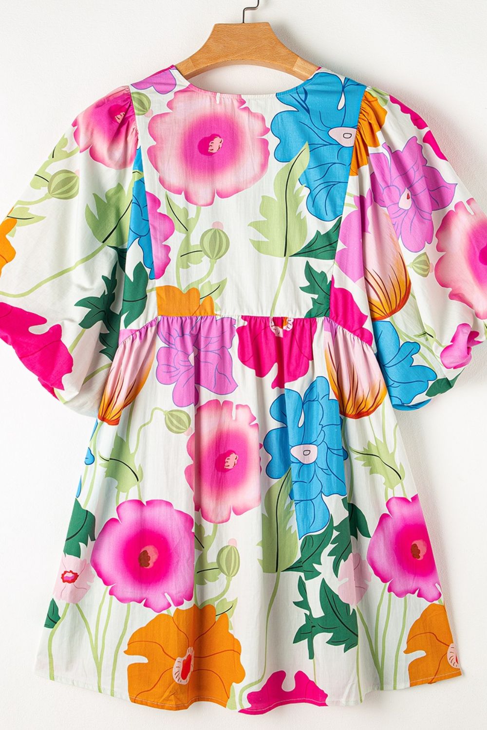 Floral Print Tie-Neck Dress - Elegant Lightweight Midi Dress