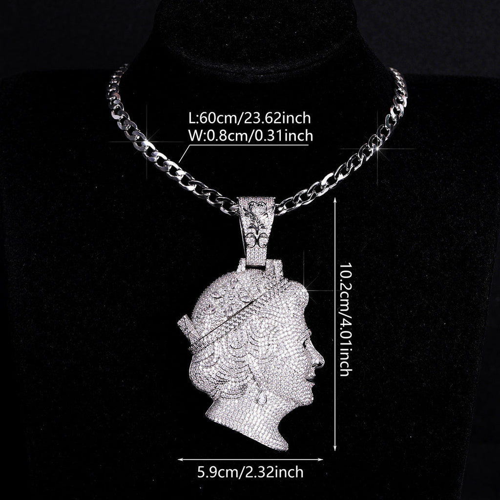 Hip-Hop Double-Sided Three-Dimensional Queen Necklace