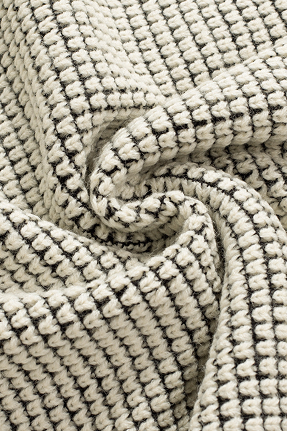 Plaid Textured Knitted Open Front Cardigan