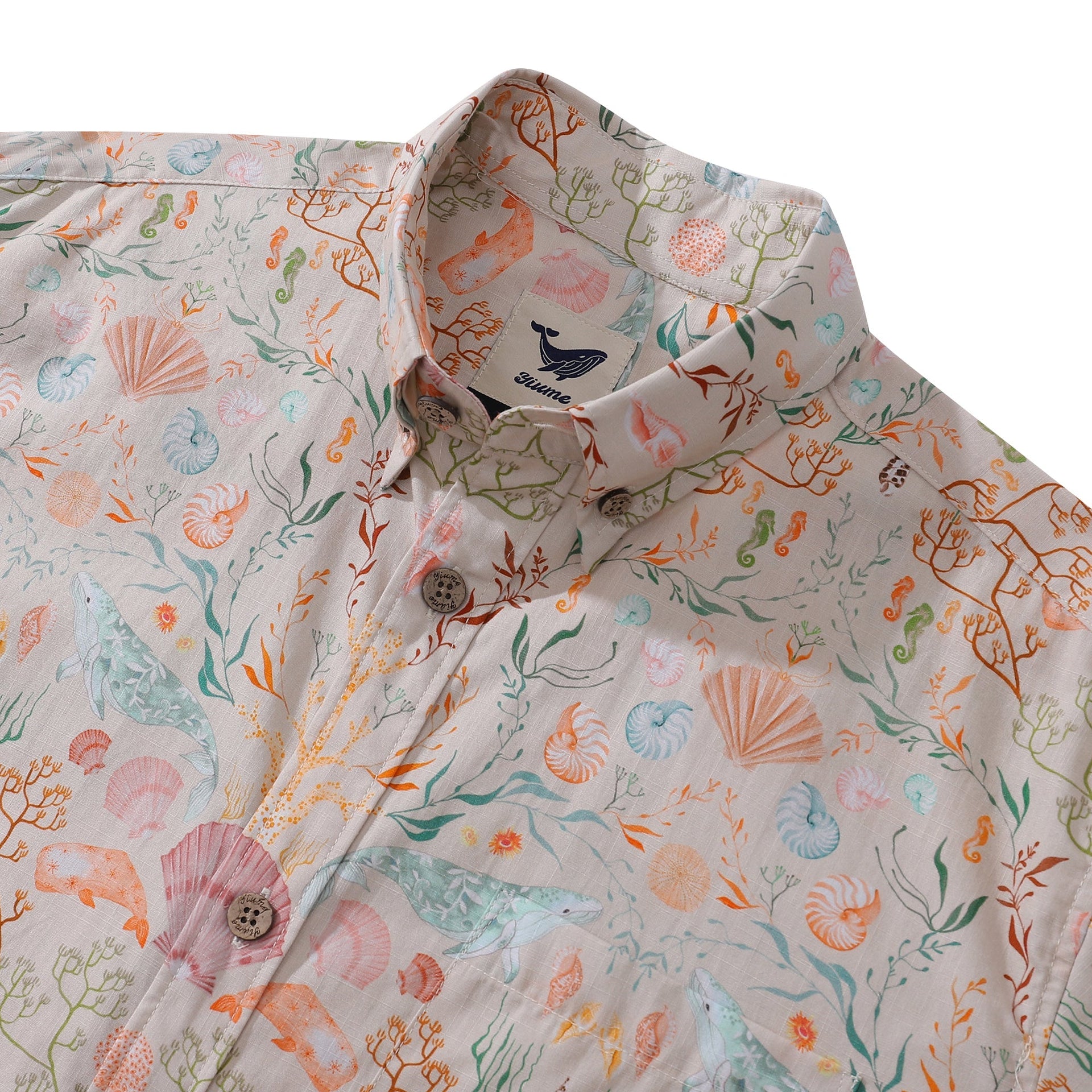 Ocean Dream Coastal Print Men’s Hawaiian Cotton Aloha Shirt