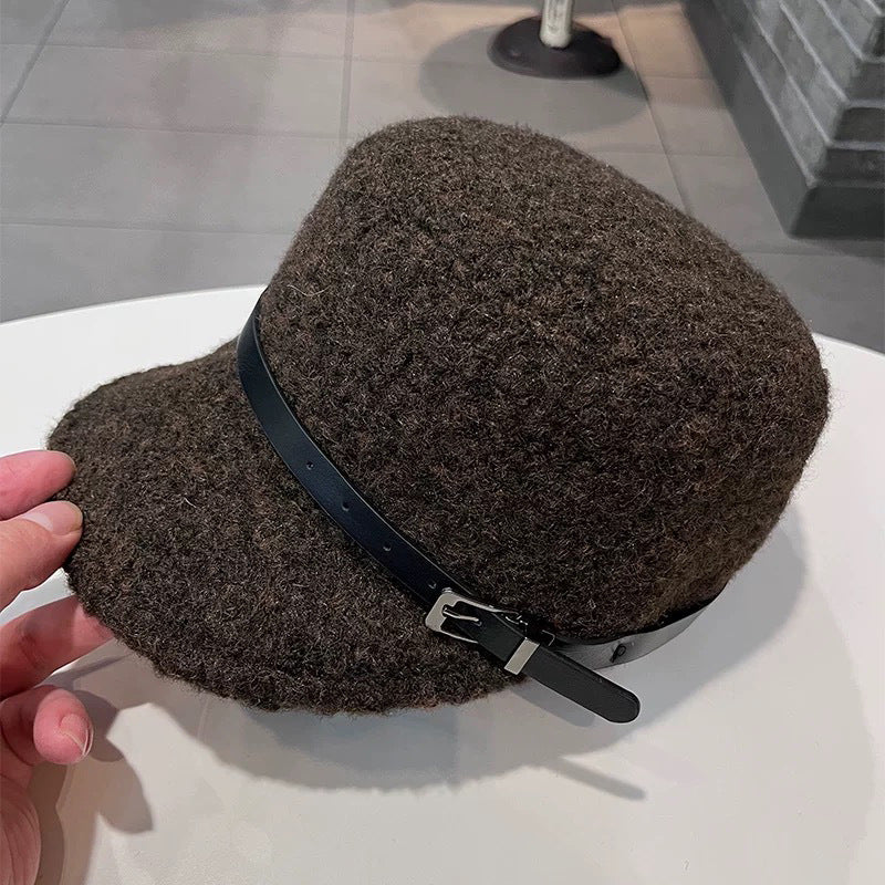 Women's Leopard-Print Cashmere Blend Flat-Top Cap