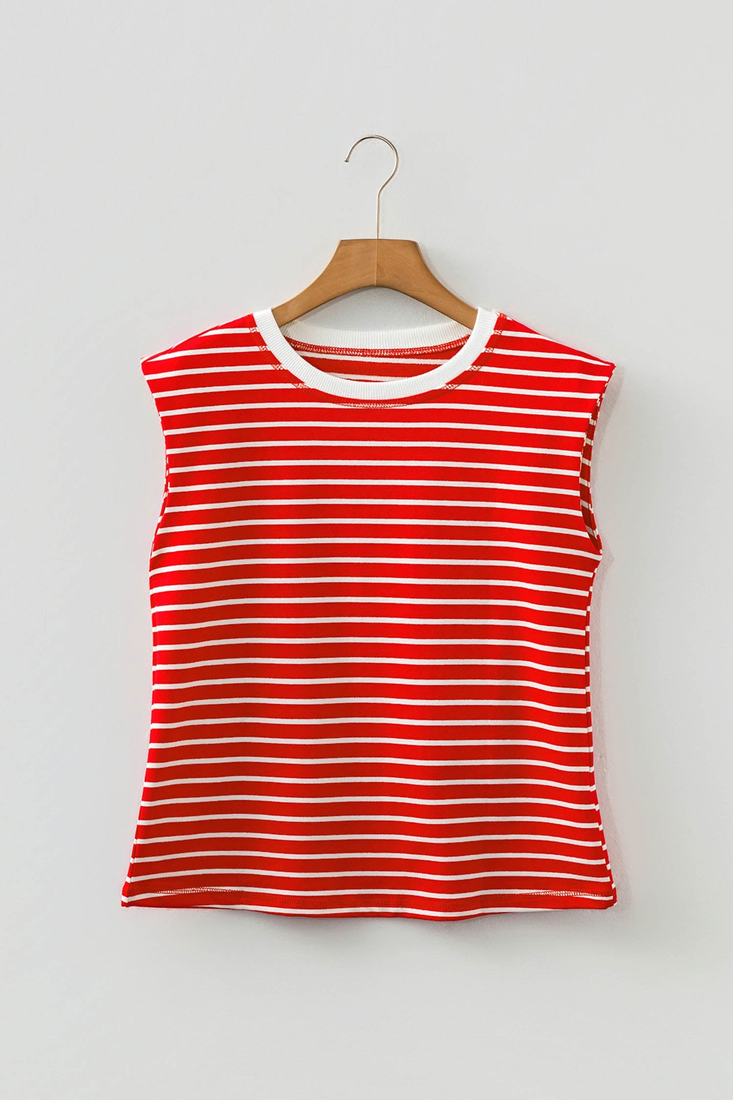Ivy Trim Loose Tank Top - Striped Casual Sleeveless Shirt