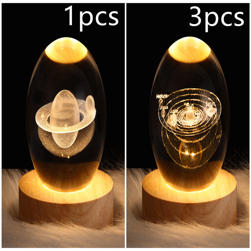 3D Galaxy Crystal Ball LED Night Light Planet Lamp Home Decor