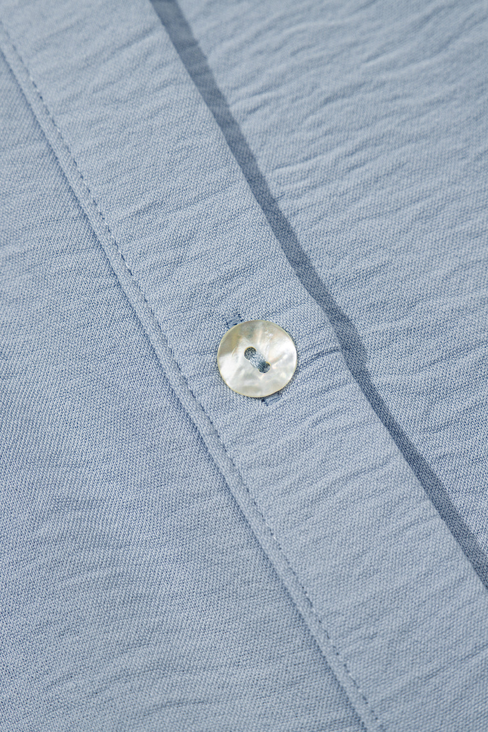 Beau Blue Shirt Collar Button Up Puff Sleeve Tiered Shift Dress