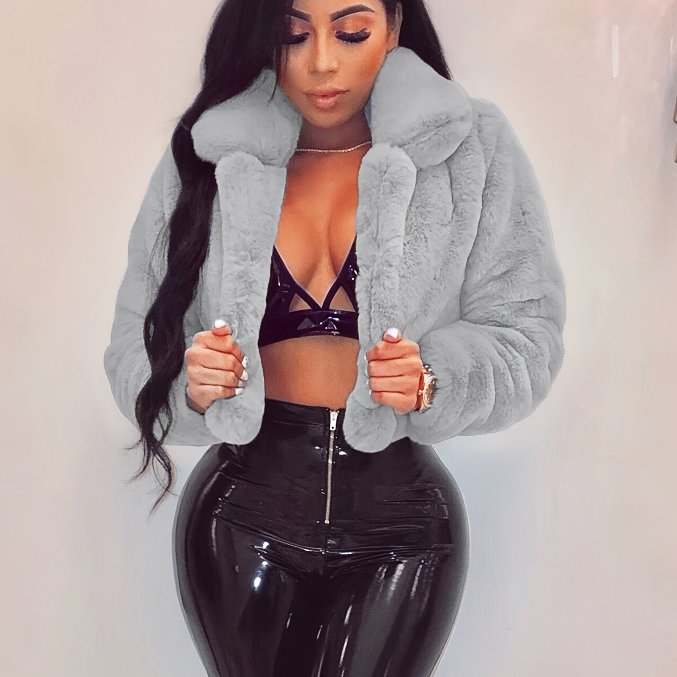 Cozy Chic Faux Fur Collar Cardigan Jacket