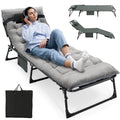 ropoda Camping Cot Adjustable 4-Position Folding Cot with Cozy Mattress Lawn Chair Camping Cots for Adults with Breathable Fabric Steel Frame Lounge Chair for Camping Spare Bed Patio
