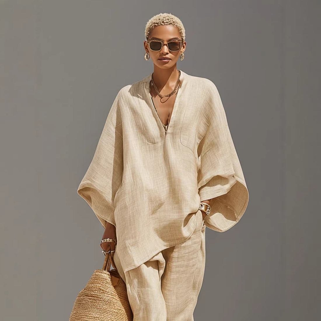Women’s Casual Solid Color Two Piece Shirt and Jogger Set - Image 5