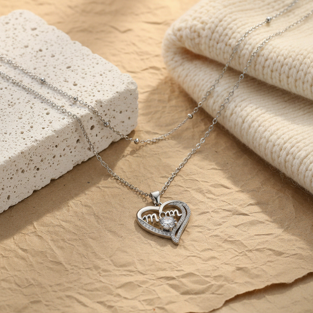 High-End Heart-Shaped Double-Layer Necklace For Layering