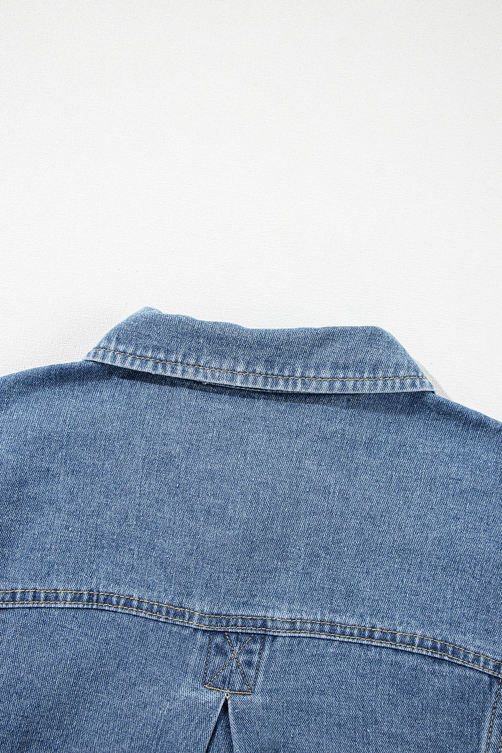 Blue Stripe Washed Oversized Pocketed Denim Jacket