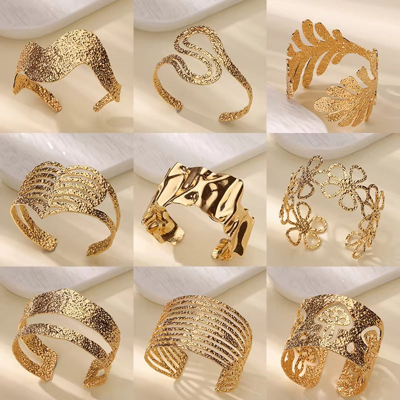 Womens Luxury High-end C-shaped Geometric Open Bangle