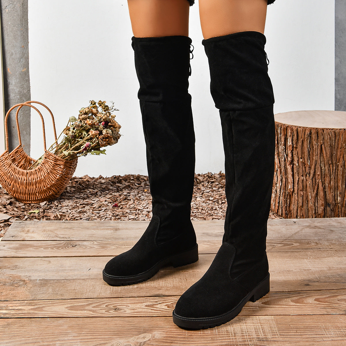 Women's Elastic Knee-High Boots with Thick Sole