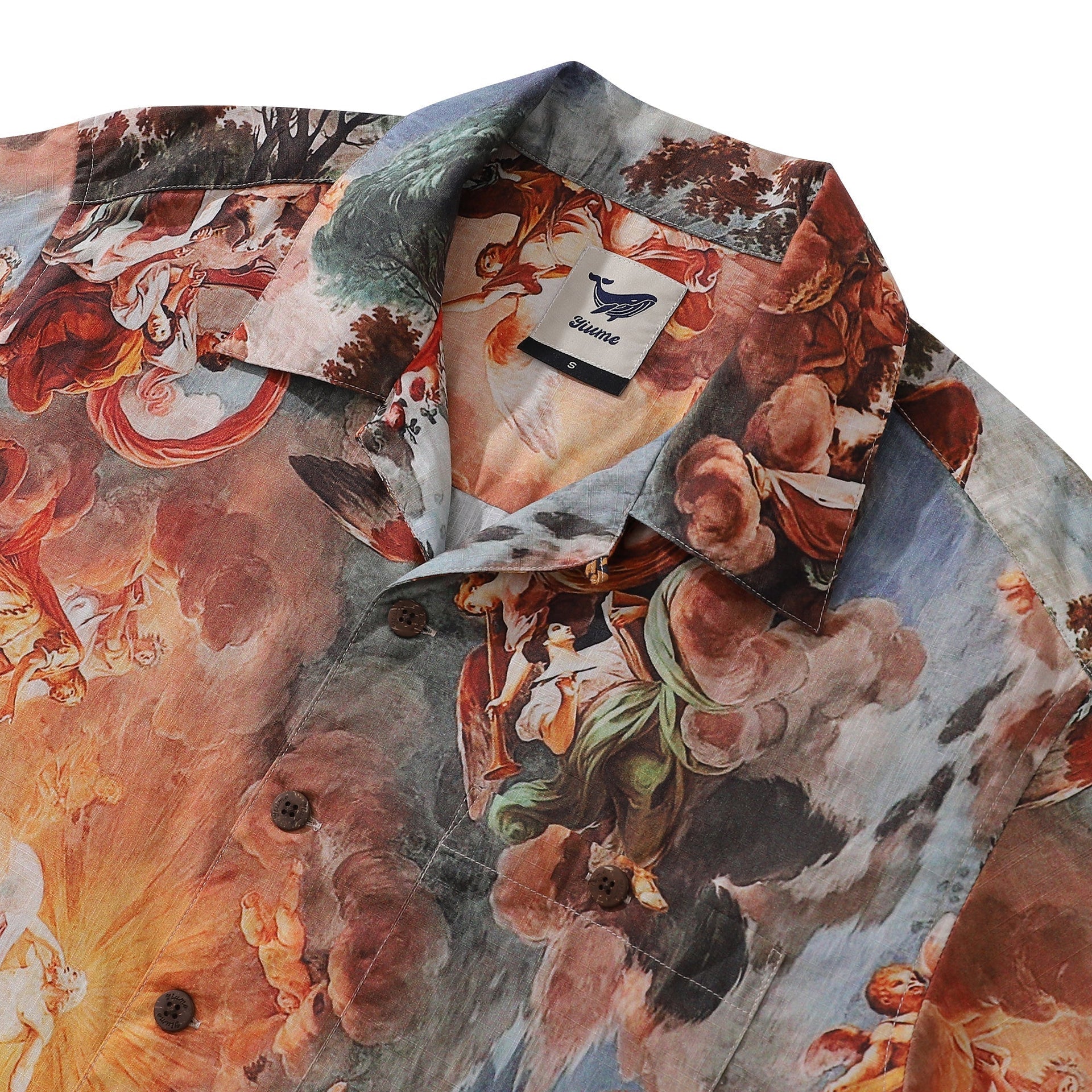 Renaissance Art Print Men’s Camp Collar Hawaiian Cotton Shirt