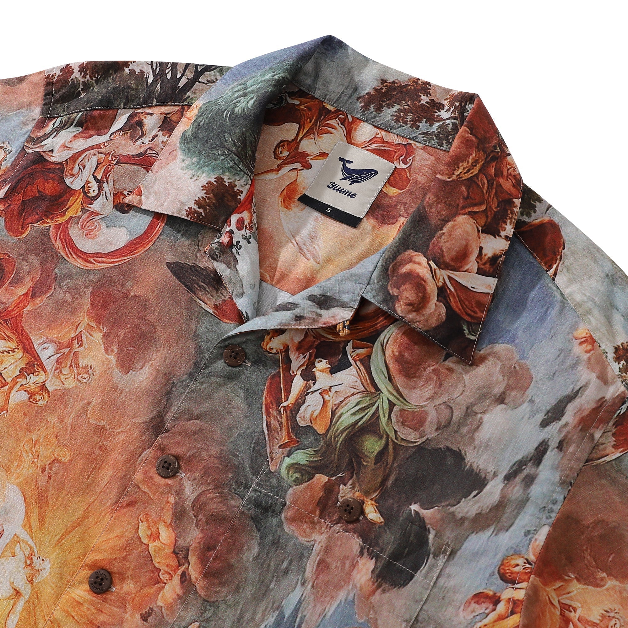 Renaissance Art Print Men’s Camp Collar Hawaiian Cotton Shirt