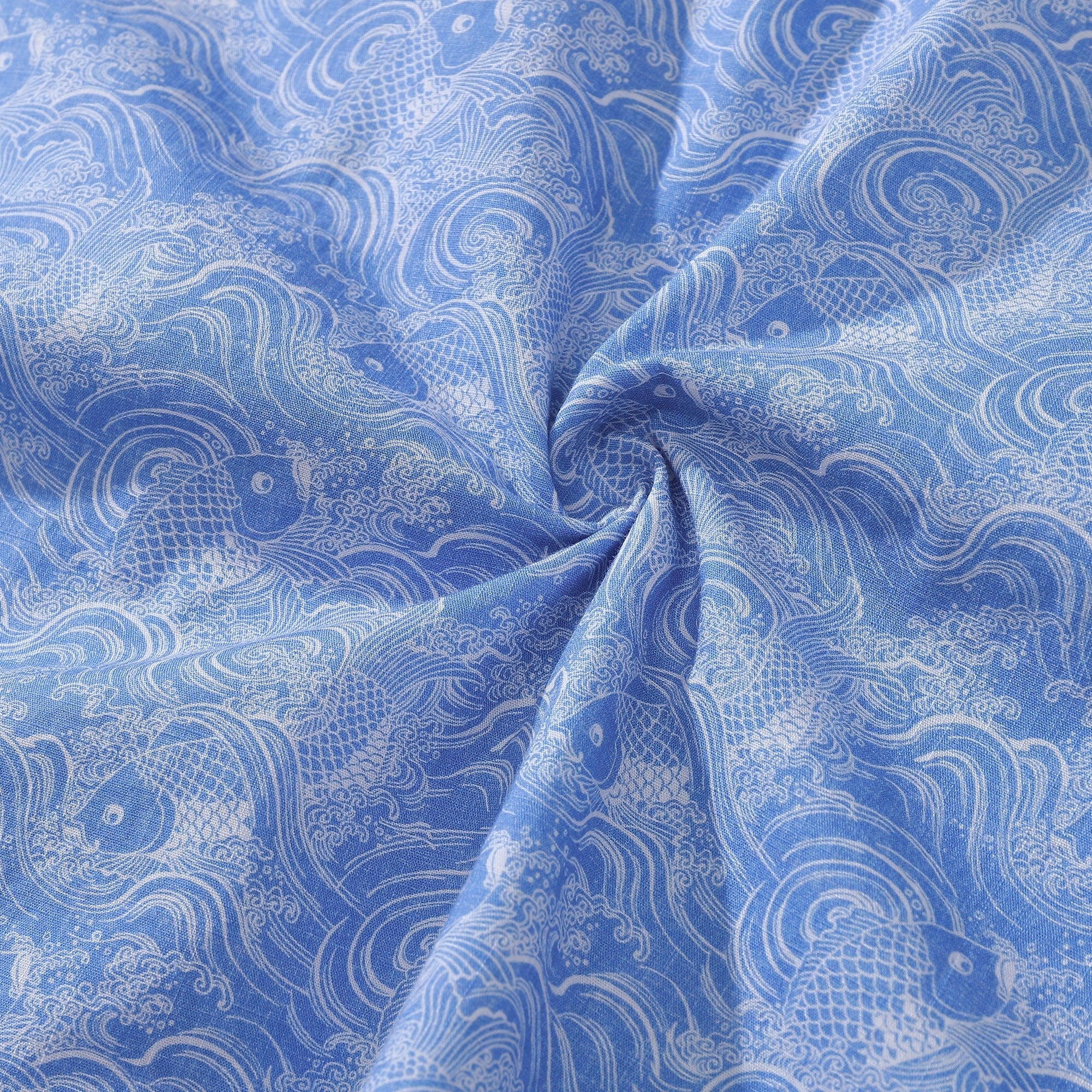 Men's Koi Carp Print Hawaiian Shirt in Blue