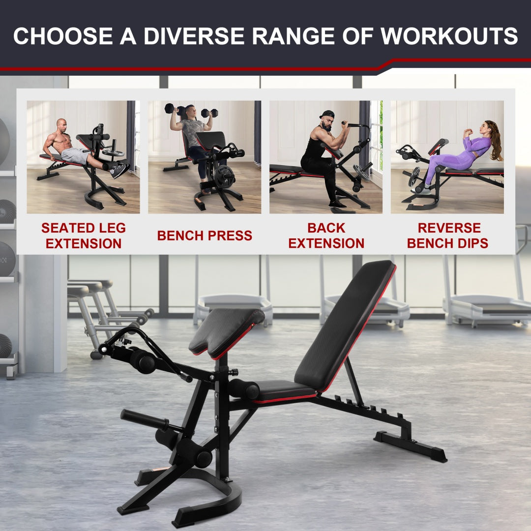 Adjustable Weight Bench Set – Bench Press Combo with Squat Rack & Leg Extension