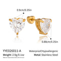 Stainless Steel 18k Gold Stud Earrings With Zircon Inlays For Women