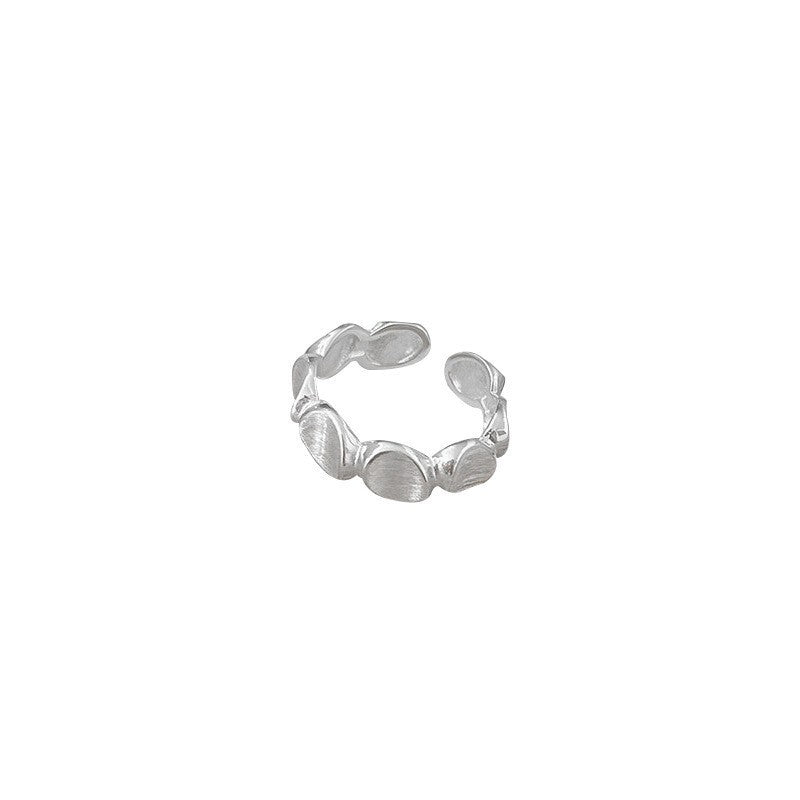 High Sense Star Open Ring For Women, INS Niche Brushed Texture Luxury Adjustable Index Finger Statement Ring