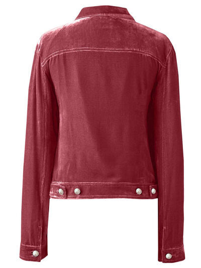 Women's Casual Velvet Button-Up Long Sleeve Jacket