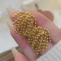 Metal Ball Firework Tassel Stud Earrings