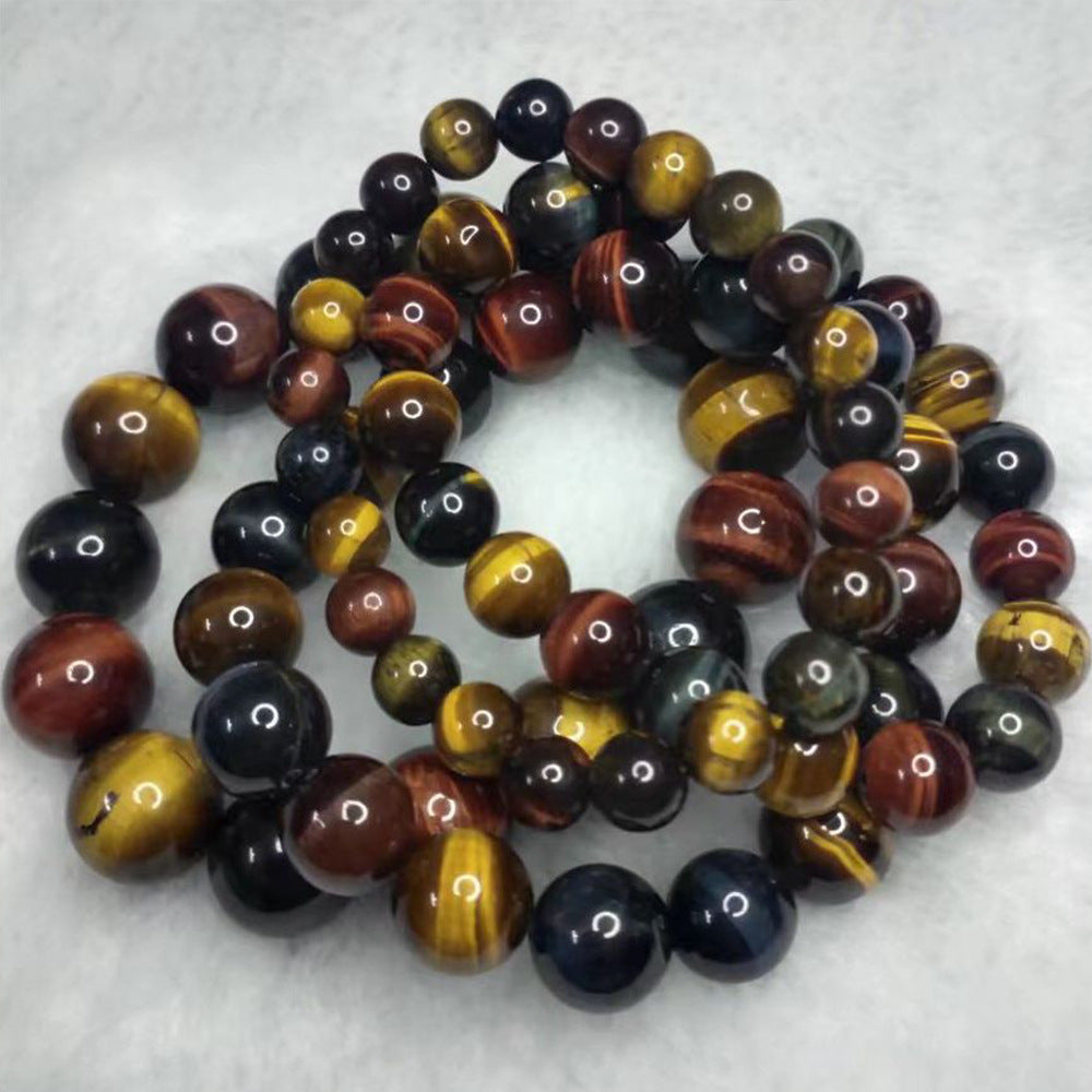 Natural Tricolor Tigers Eye Stone Beaded Bracelet