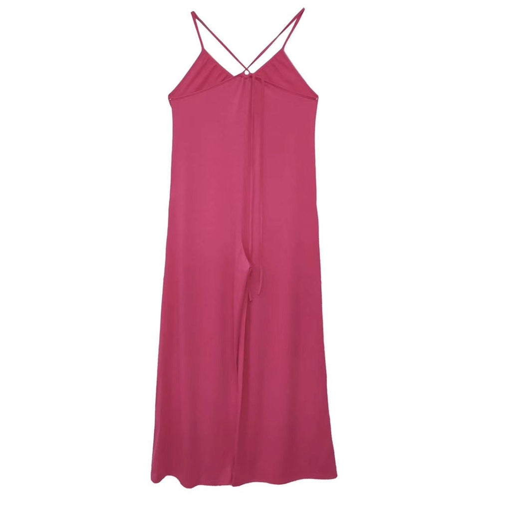 Women's Pink Cross Backless Wide Leg Camisole Jumpsuit - Image 3
