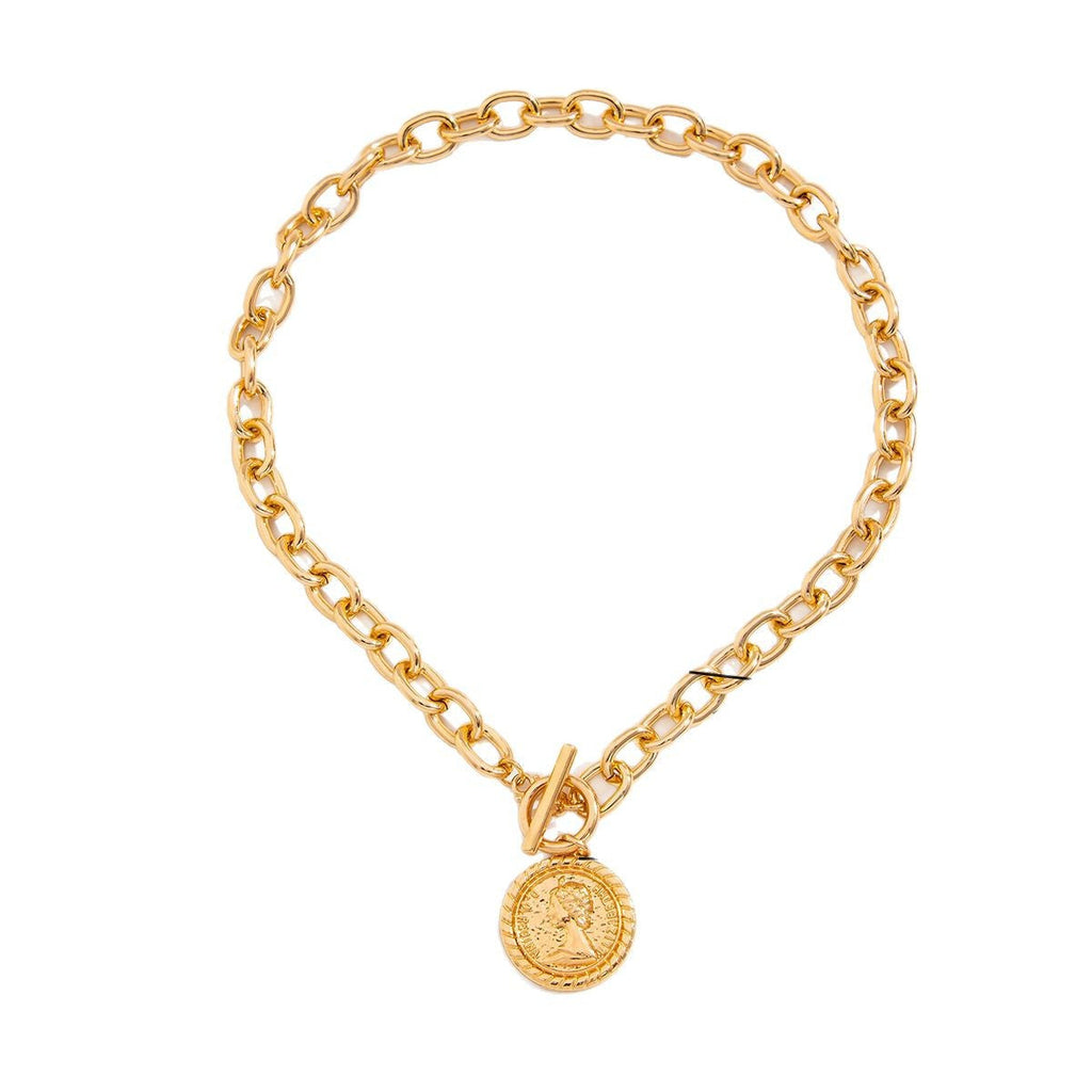 Retro Geometric Figure Embossed Necklace Women's Simple Double Layer Metal Chain Necklace Chain European And American Cross-border New Jewelry