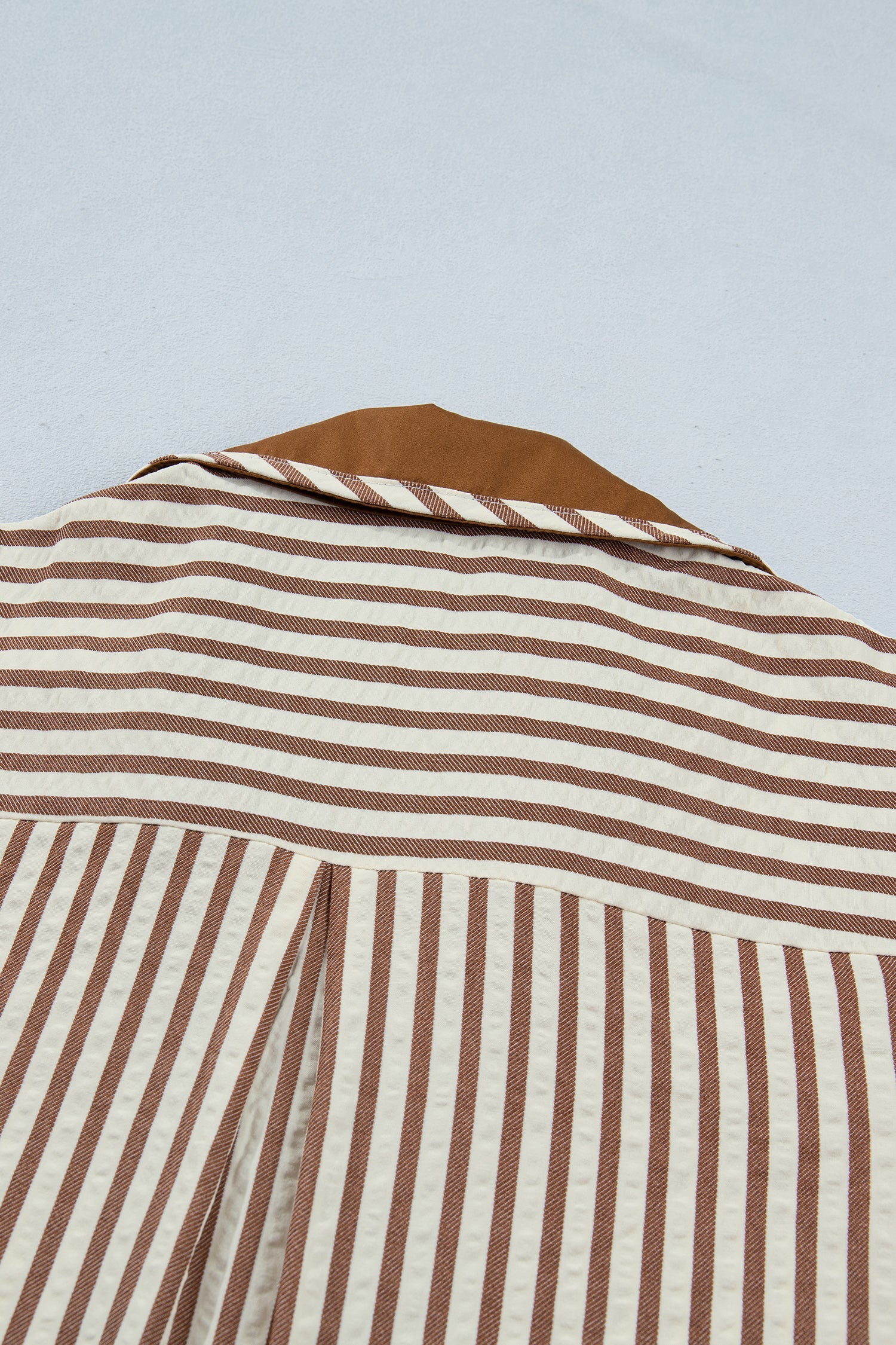 Annabelle Stripe Shirt Dress: Cotton V-Neck Casual Shift Dress