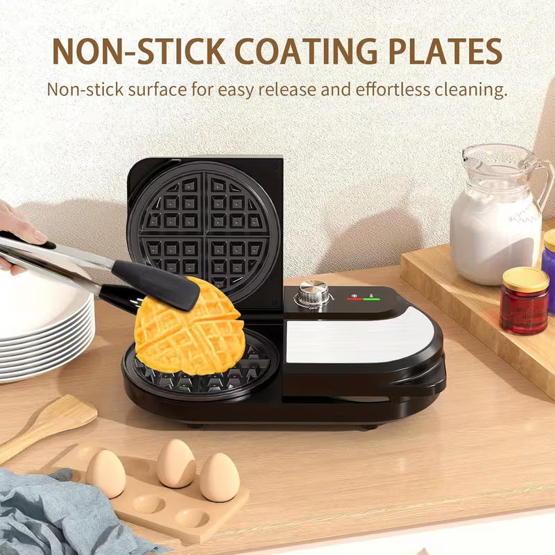 6-Inch 1400W Double Belgian Waffle Maker with Nonstick Plates