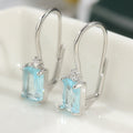 Elegant Blue Rectangle Crystal Drop Earrings Silver Tone Brass Women Daily Wedding Fashion Jewelry Gift