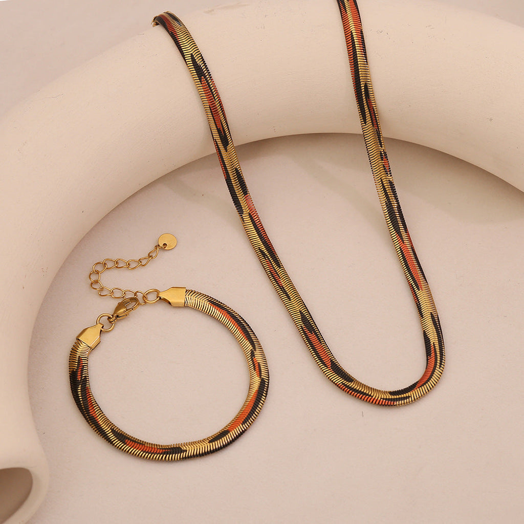 Stainless Steel Leopard-print Snake Chain Necklace