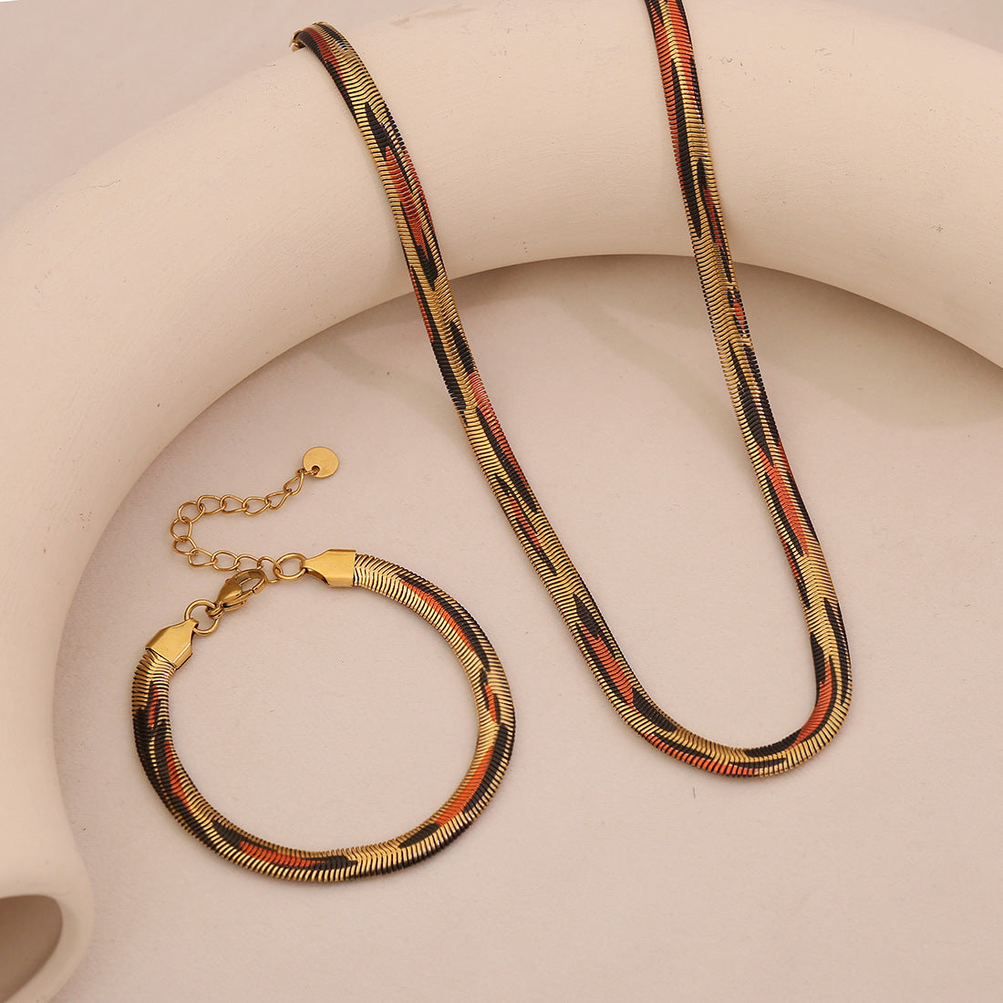 Stainless Steel Leopard-print Snake Chain Necklace