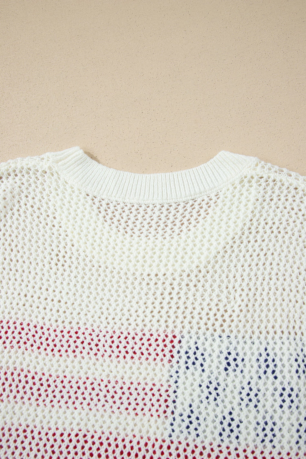 USA Flag Crochet Short Sleeve Sweater Top