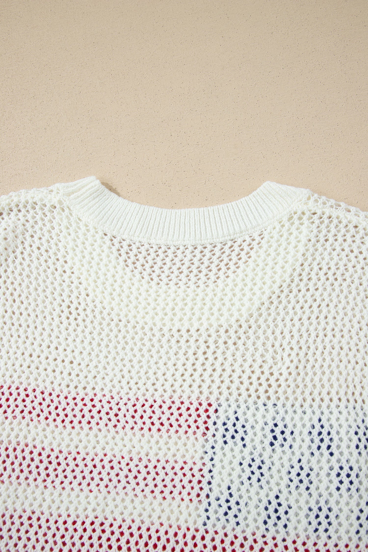 USA Flag Crochet Short Sleeve Sweater Top