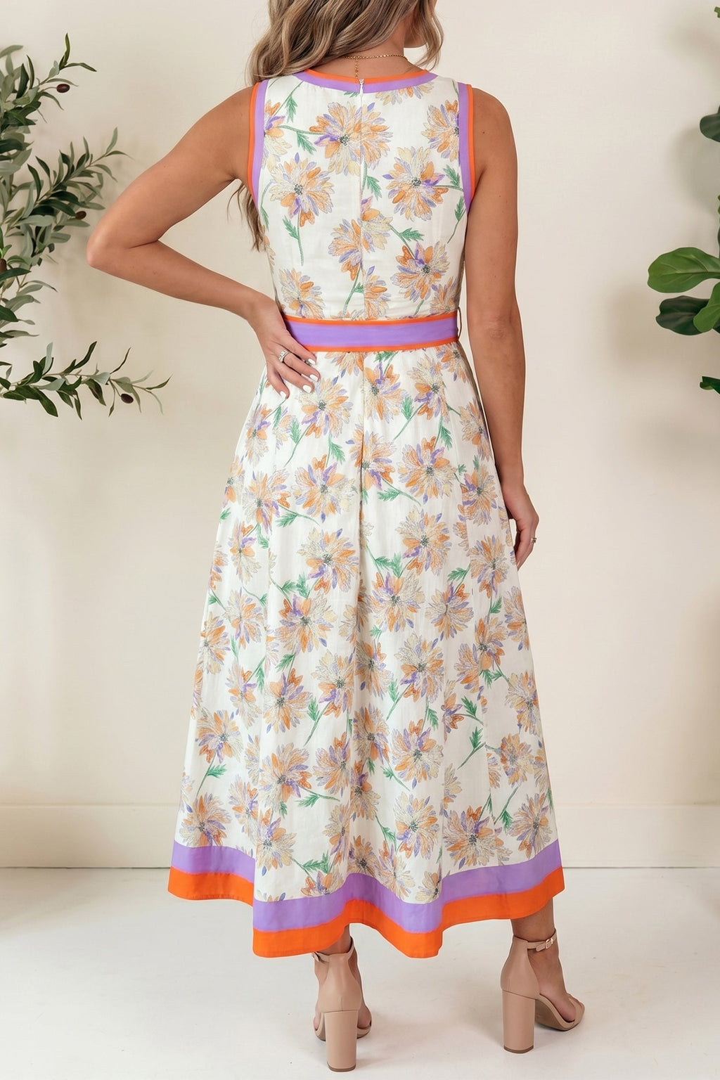 Daphne Belted Sleeveless Floral Maxi Dress - Casual Summer Resort