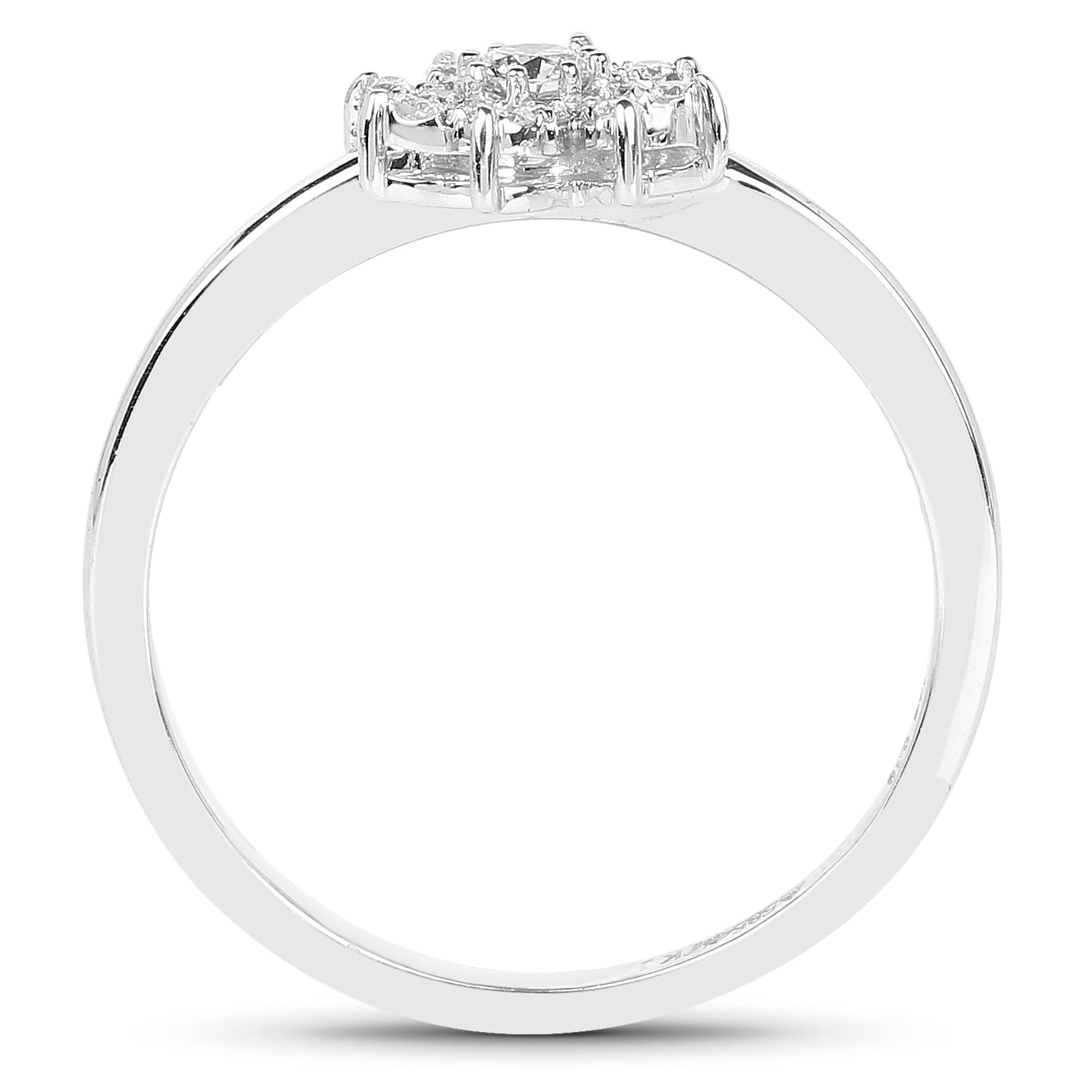 0.18 Carat Genuine White Diamond 14K White Gold Ring (E-F-G Color, SI Clarity)