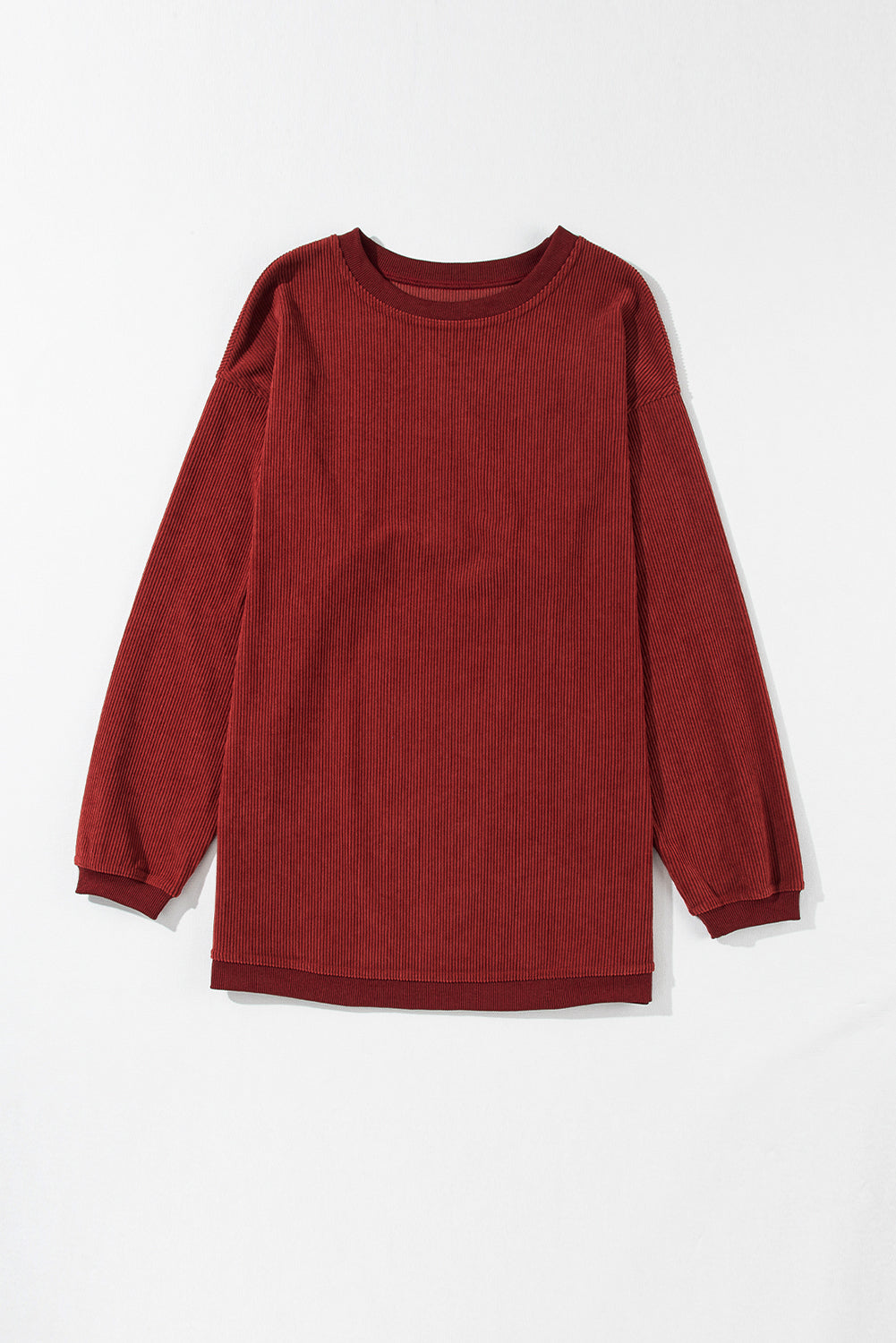 Solid Ribbed Corduroy Long Sleeve Oversized Sweatshirt